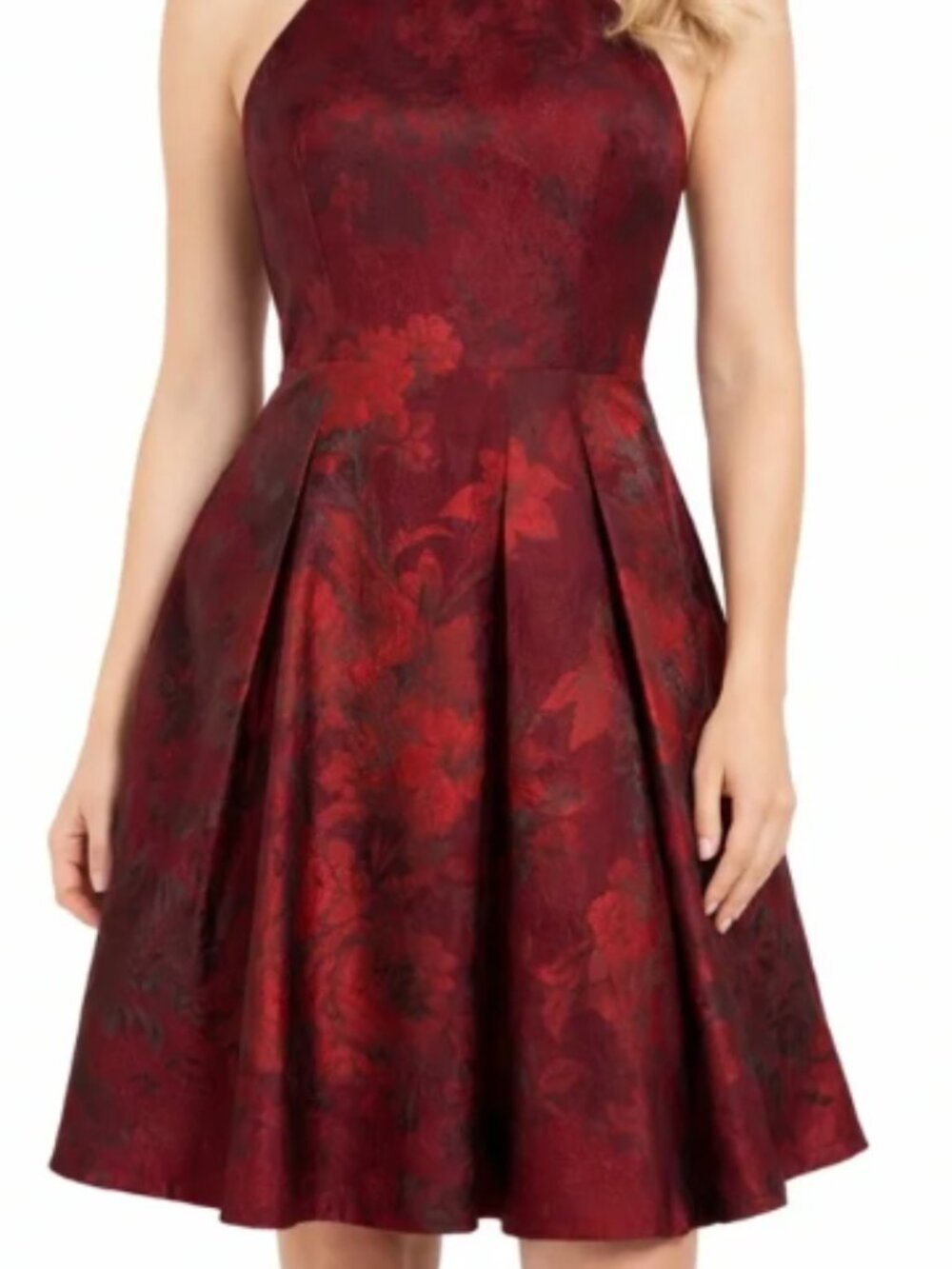 WHBM Halter Neck, Jacked Red With Black Floral size 4